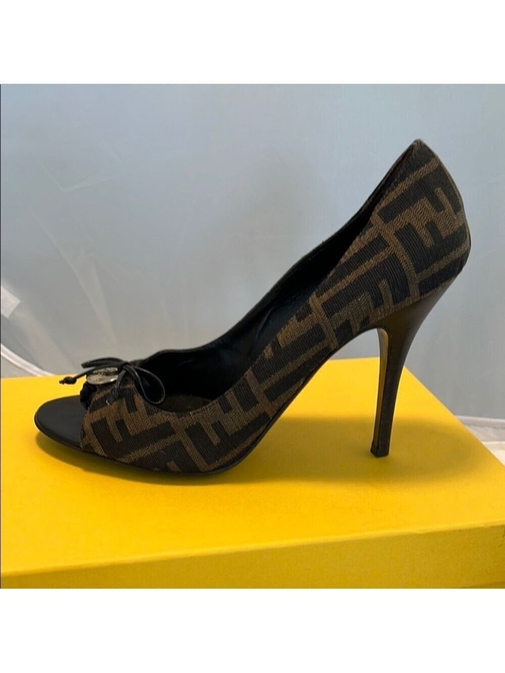 Fendi Tobacco Zucca Canvas Heels